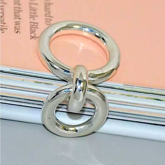 Ball Charm Sterling Silver Bangle Bracelet Ring Set - Picture 13 of 14